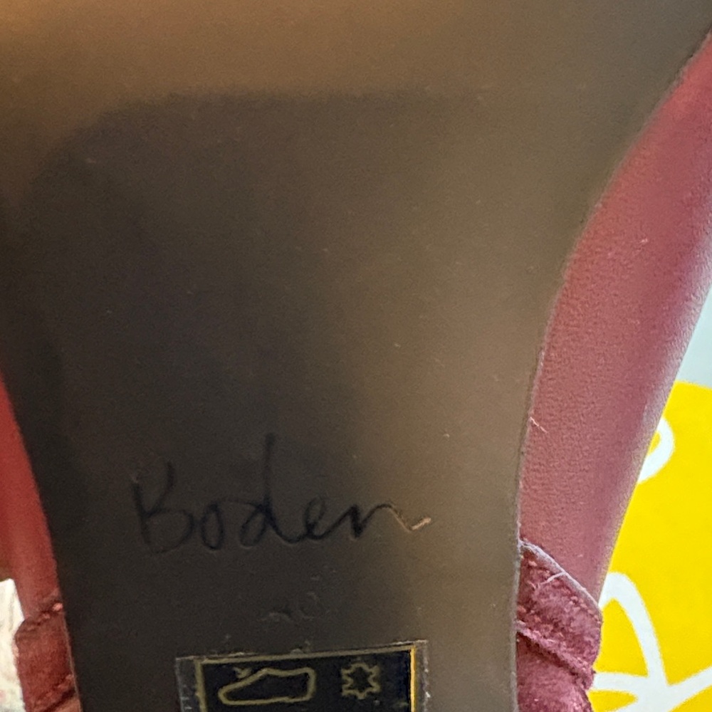 Boden Maroon Leather Heeled Boots - Picture 2 of 10